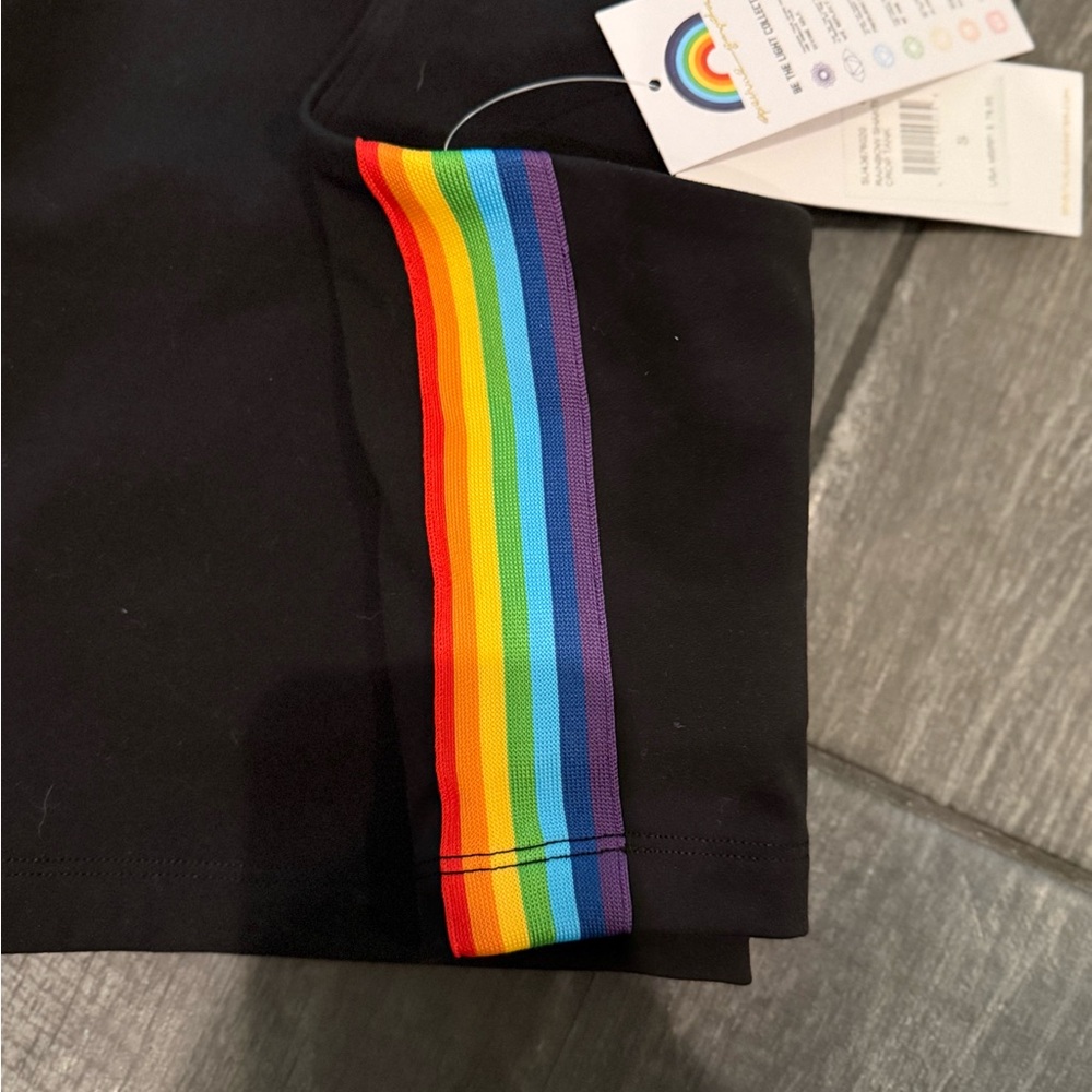 Spiritual Gangster Black Crop Top with Rainbow Sides - Picture 6 of 7